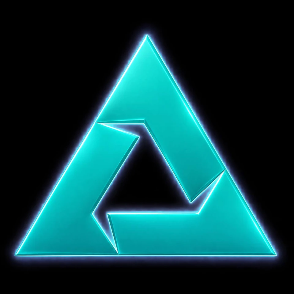 ASTRANOVA teal triangular A logo on black